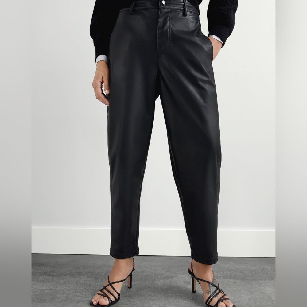 Zara Black Faux Leather High-Waist Tapered Pants